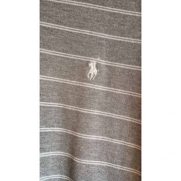 Polo Ralph Lauren Mens XXL Gray Striped Polo Shirt Short Sleeve Cotton Classic - Picture 4 of 7